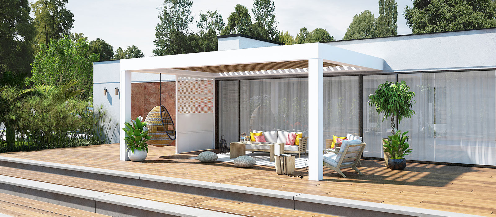 Pergola aluminium toit mixte design contemporain LENOS
